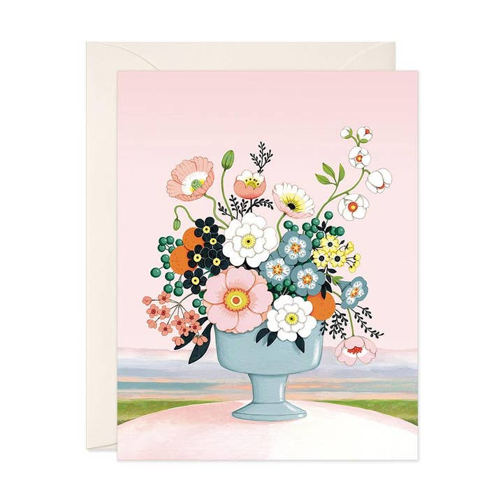 Biglietto di auguri Flower Vase Pink Sky per la vendita all'ingrosso da parte di JooJoo Paper