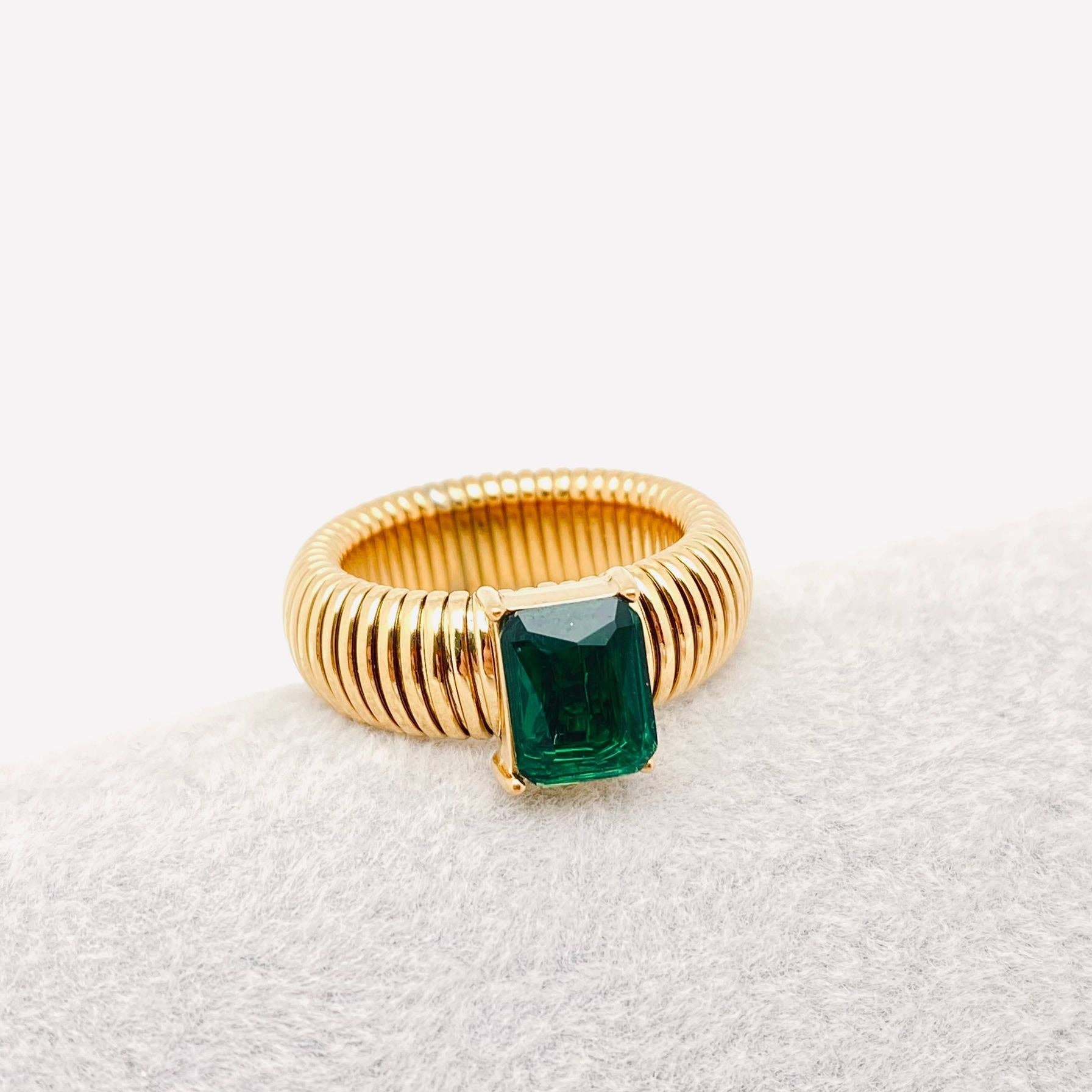 Mio Queena – Engroshandel Solitairering – Zircon 18K forgyldt rustfrit stål stribede ringe - FGS1