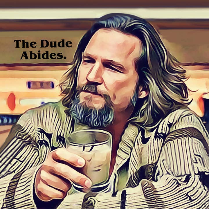 EXIT82ART - Venta al por mayor Posavasos - Posavasos Stone con respaldo de corcho, The Dude Abides1