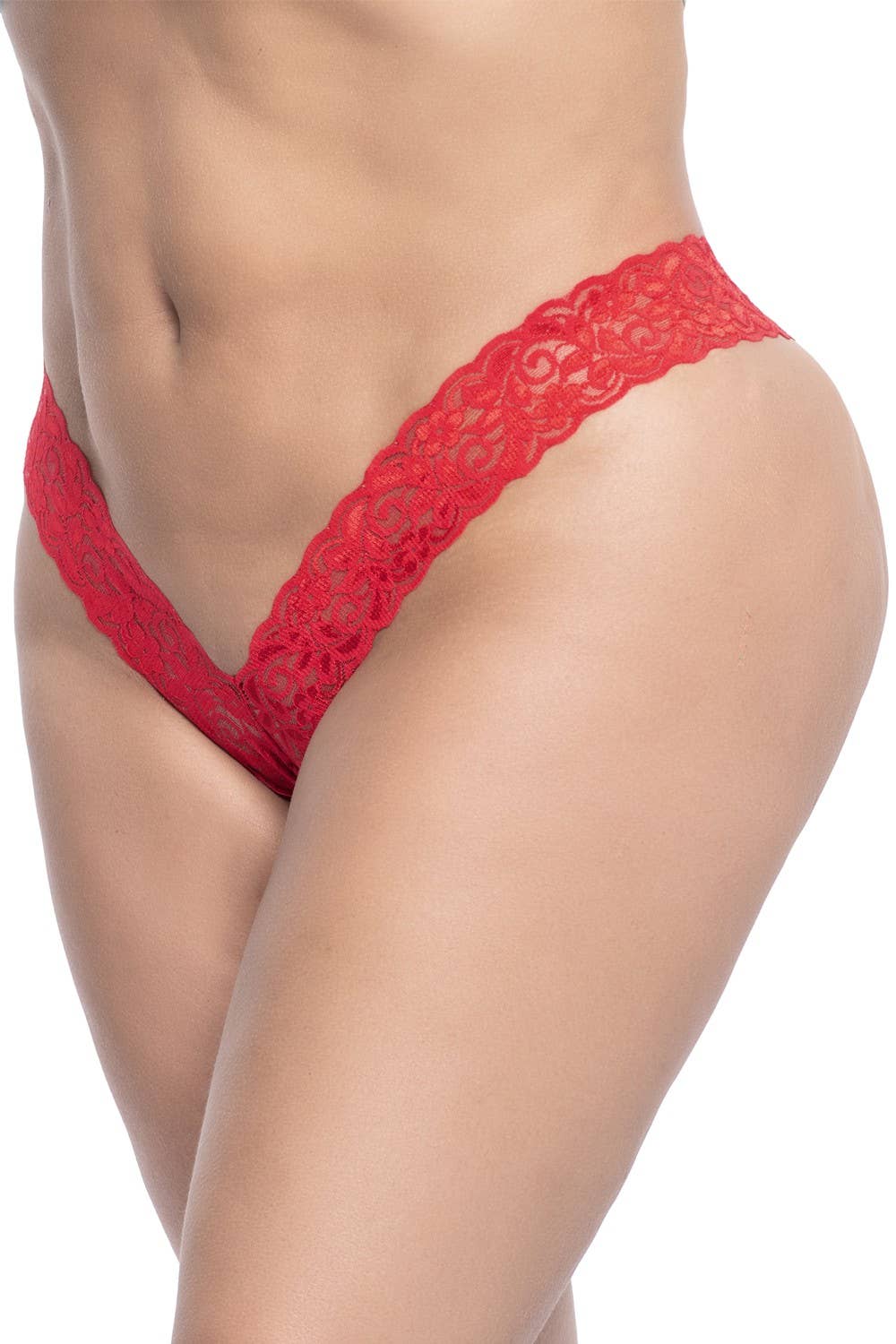 Plus size red Brazilian lace thong - MAL93XRED for wholesale on Faire0
