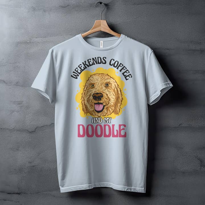 FreakyTeeFactory – wholesale Screen printed t-shirt – Women′s – Weekends Coffee And My Doodle Dog Lover T-Shirt, Casual Canine Tee