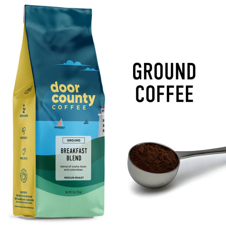 10oz Breakfast Blend Specialty Coffee Medium Roast Ground for wholesale by Door County Coffee