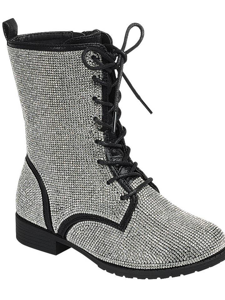 Mars Sky Shoes Wholesale - Wholesale Boots - Kids - Forever GLISTEN-26K Kid Girl Dazzling Rhinestone Combat Boot