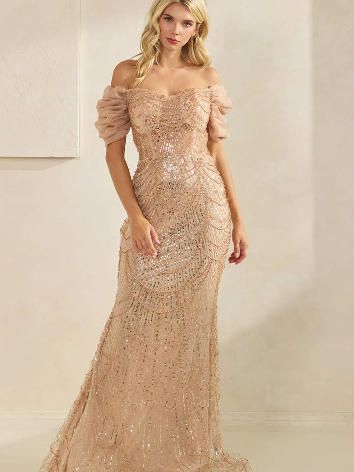 4095 - Sequin Ruffle Shoulder Dress for wholesale by ILY From