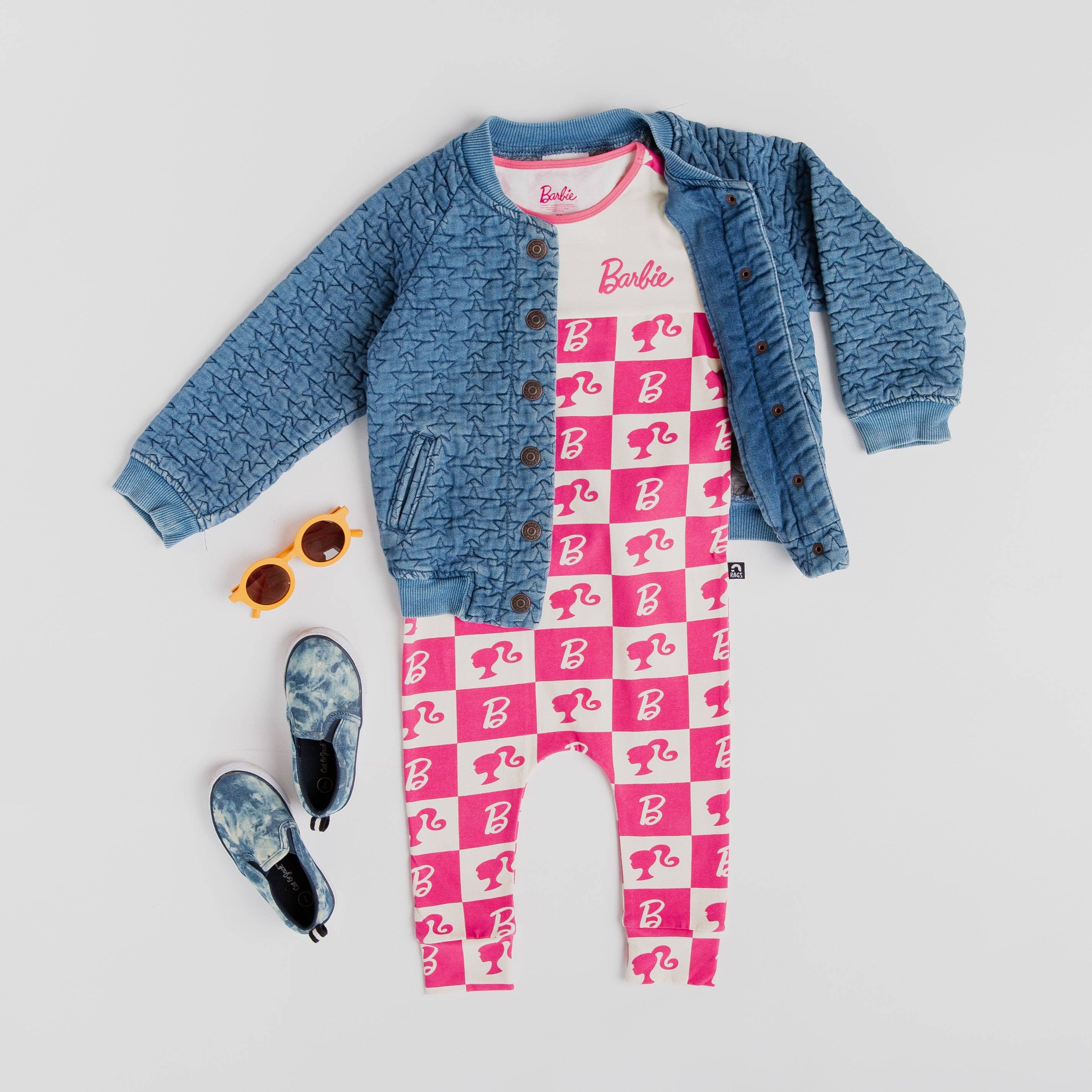 RAGS – wholesale Byxdress - Baby – Rag Romper - Barbie™ Check - Mattel Barbie-kollektionen av RAGS3