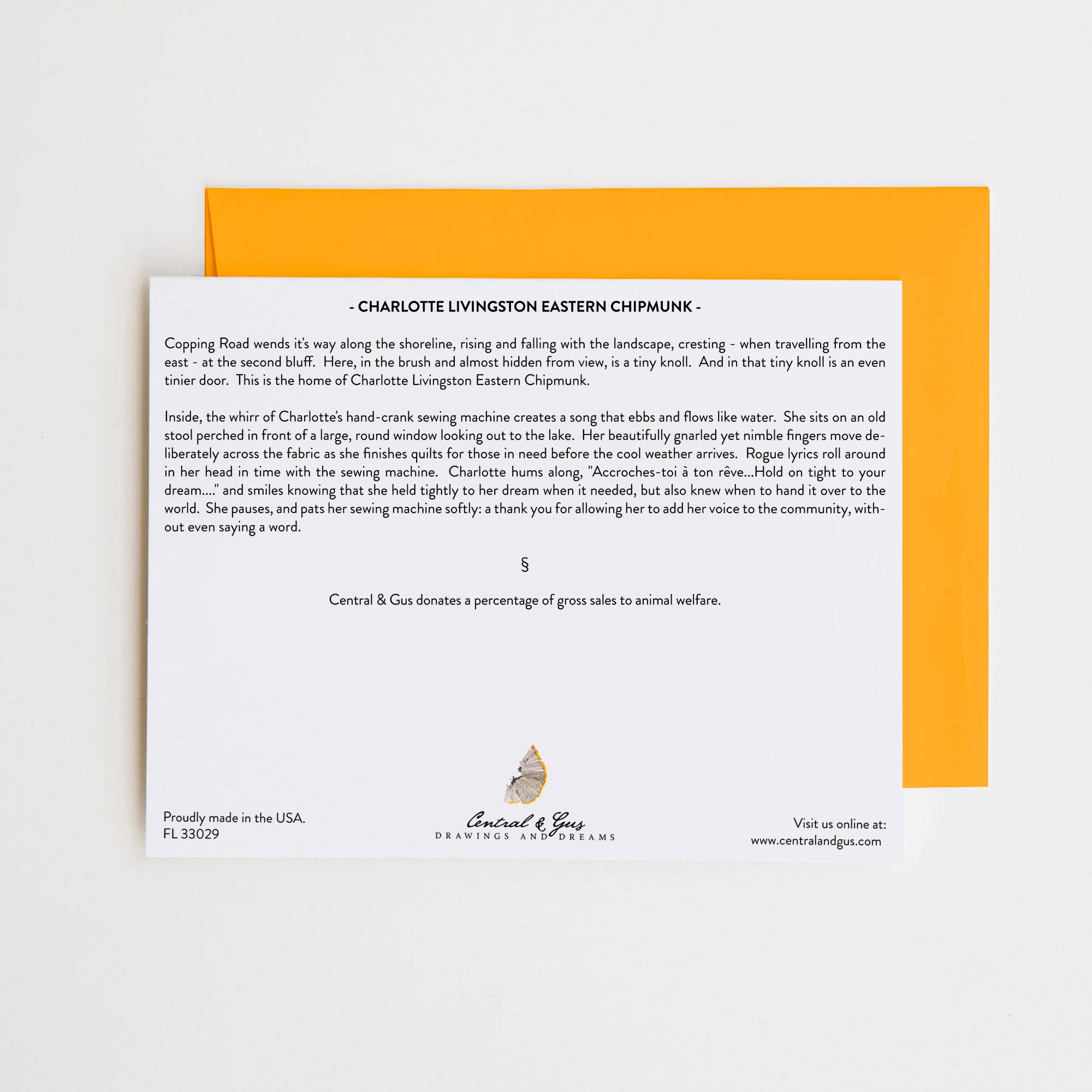 Central & Gus - Wholesale Stationery/Notecard Set - Charlotte Livingston Eastern Chipmunk Note Card1