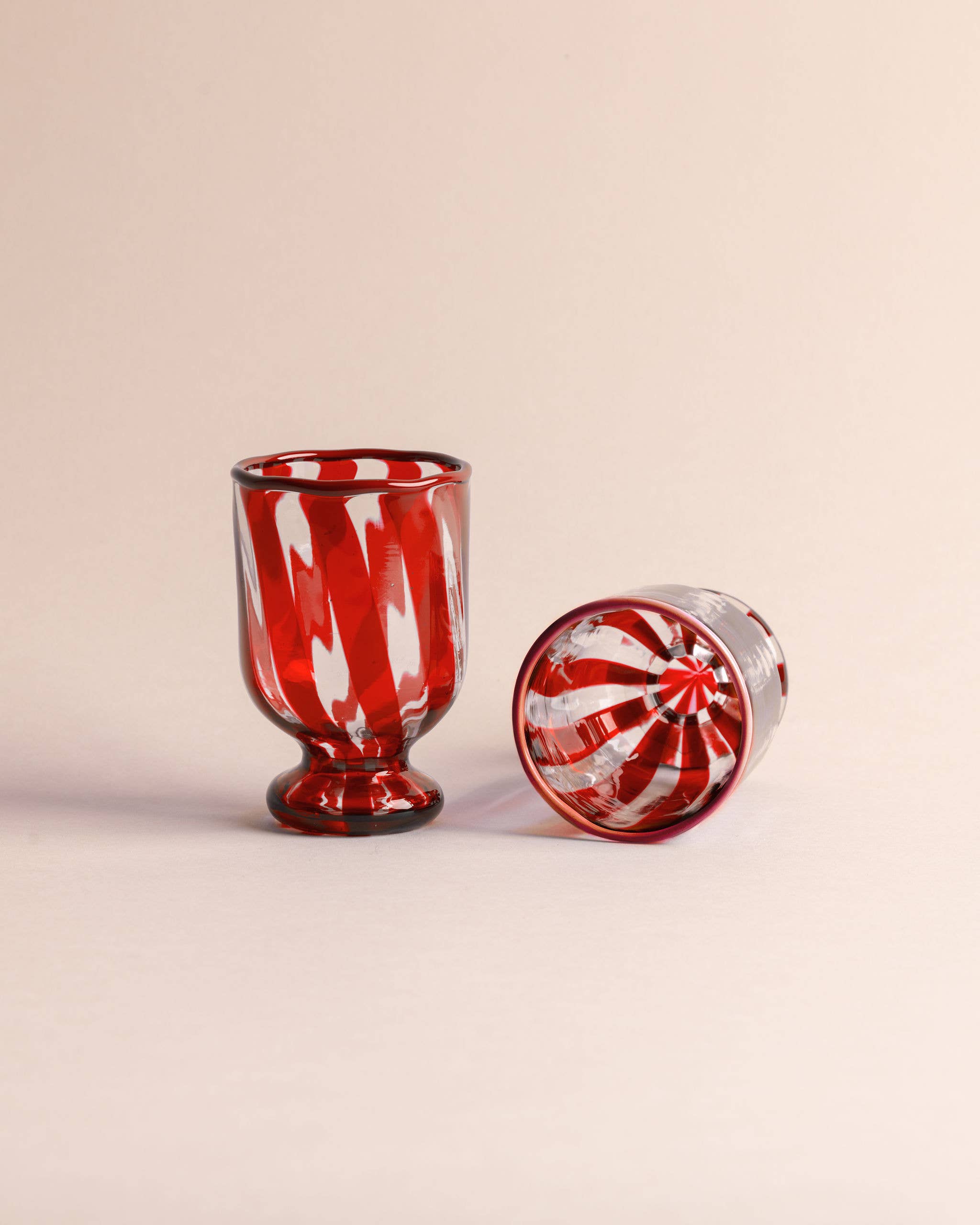 Moncada Home - Wholesale Wine Glass - Candy Cane [Red] - Handblown Murano Wine Glass (Goblet)1