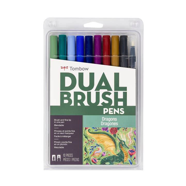 Dual Brush Pen Art Markers, Dragons, 10-Pack for wholesale by Tombow