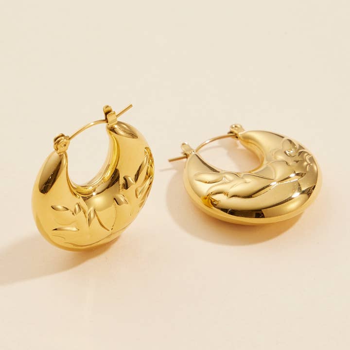 Gold Dip Stainless Steel Hoop Earrings - Bold and Elegant for wholesale by Lilla Haven