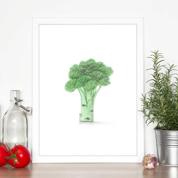Watercolor Broccoli Painting, Kitchen Art, Vegetable Print, Watercolor Garden, Broccoli Art for wholesale by Emilie Taylor