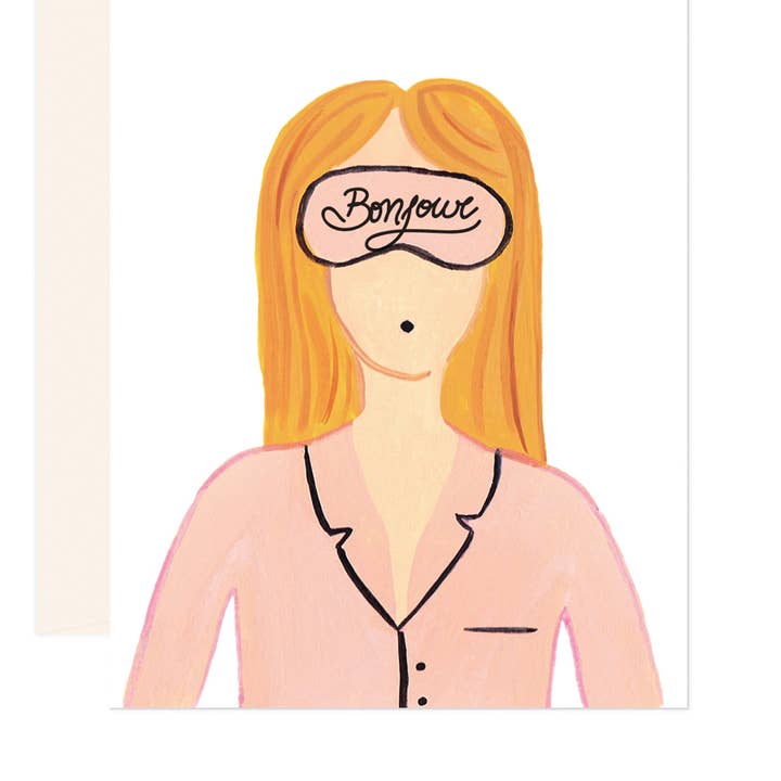 Sleepy Girl - Bonjour Card for wholesale by Paige & Willow