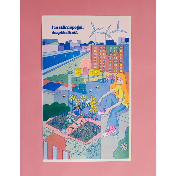 Solarpunk Risograph Poster for wholesale by By Danielle Witten