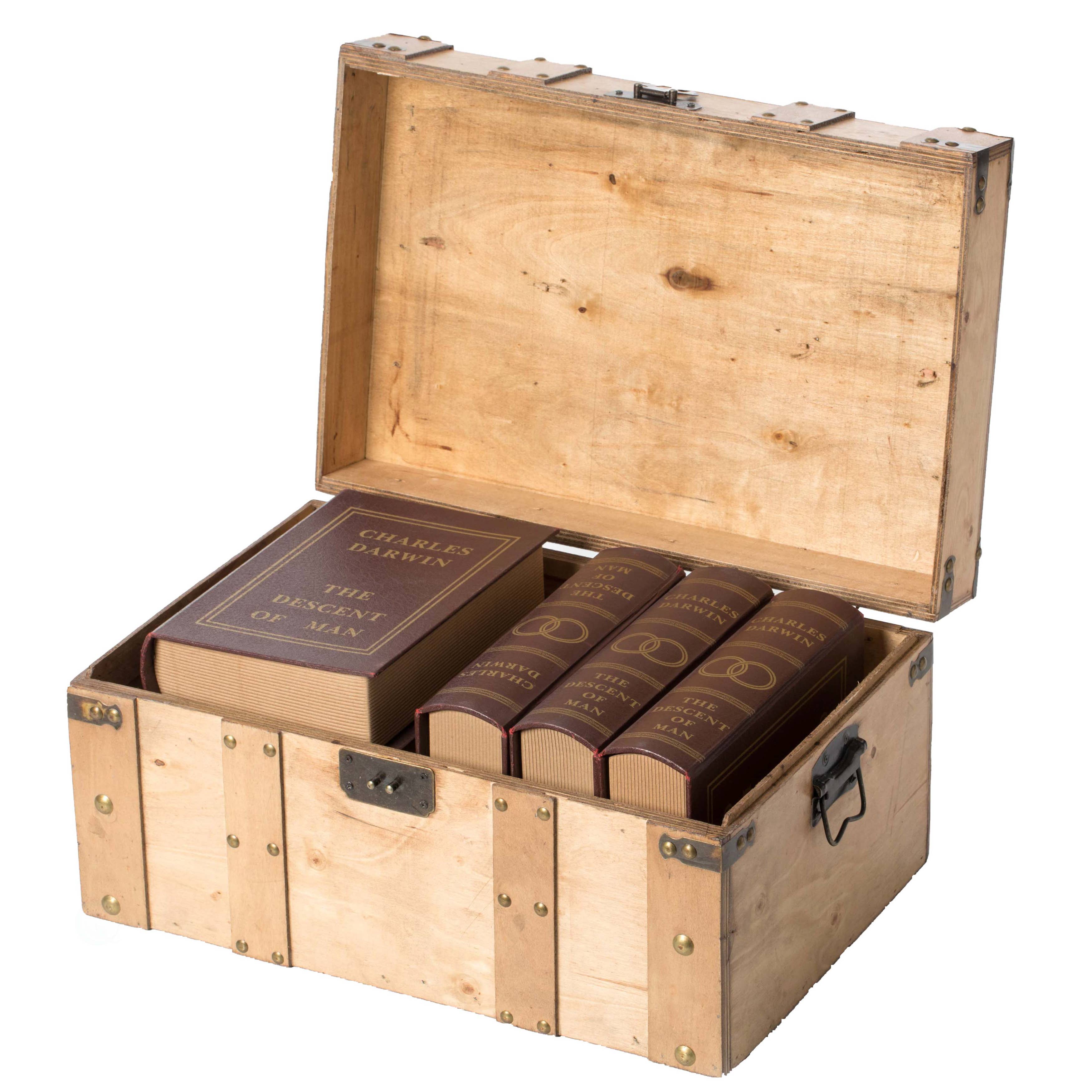 Quickway Imports - Wholesale Decorative Box - Natural Wooden Style Trunk with Handles6