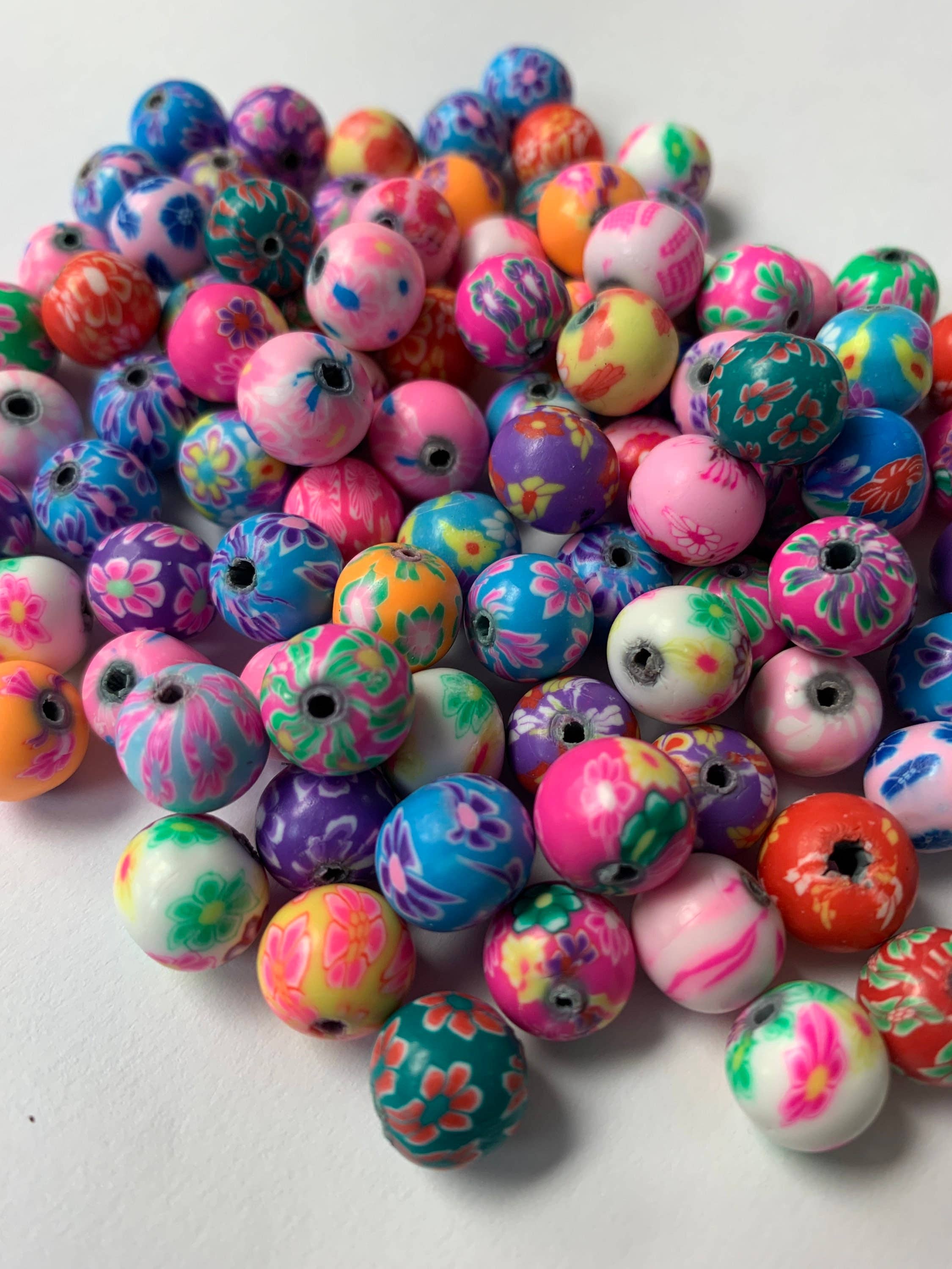 The Bead Bazaar - Wholesale Beads - 100 Bright Flower Beads, 90's Boho Accent Flower Beads, Colo1