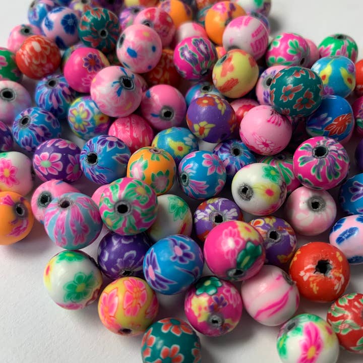 The Bead Bazaar - Wholesale Beads - 100 Bright Flower Beads, 90's Boho Accent Flower Beads, Colo1