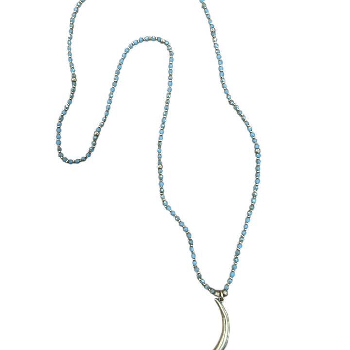 Brass Beaded Crescent Necklace for wholesale by Baizaar