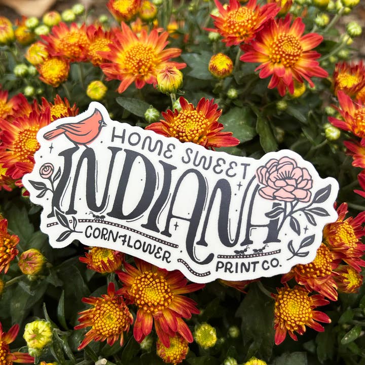 Vinyl Sticker | Home Sweet Indiana for wholesale by Cornflower Print Co.