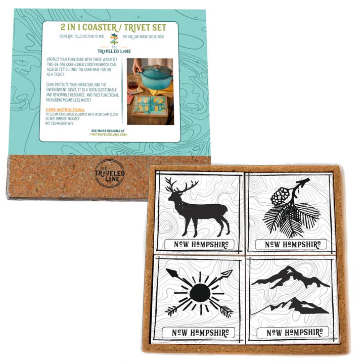 Woodland Forest Mountain Cabin Camping Coaster Trivet Set for wholesale by The Traveled Lane®
