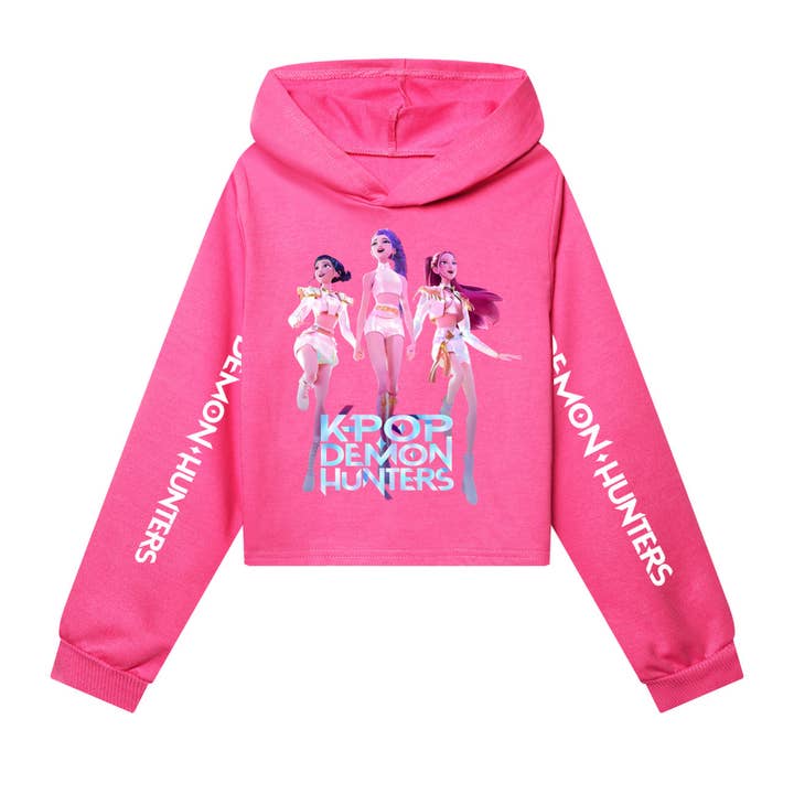 KDH K-pop inspired huntr/x cropped hooded sweatshirt for wholesale by Little Trendy