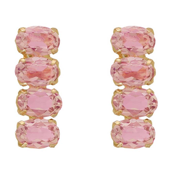Short God Morgen earrings with crystal in gold-plated silver for wholesale by Victoria Cruz
