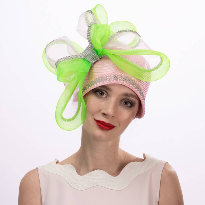 Rhinestone Edge Satin Cloche Flapper HAT | AJ742Y for wholesale by KaKyCo