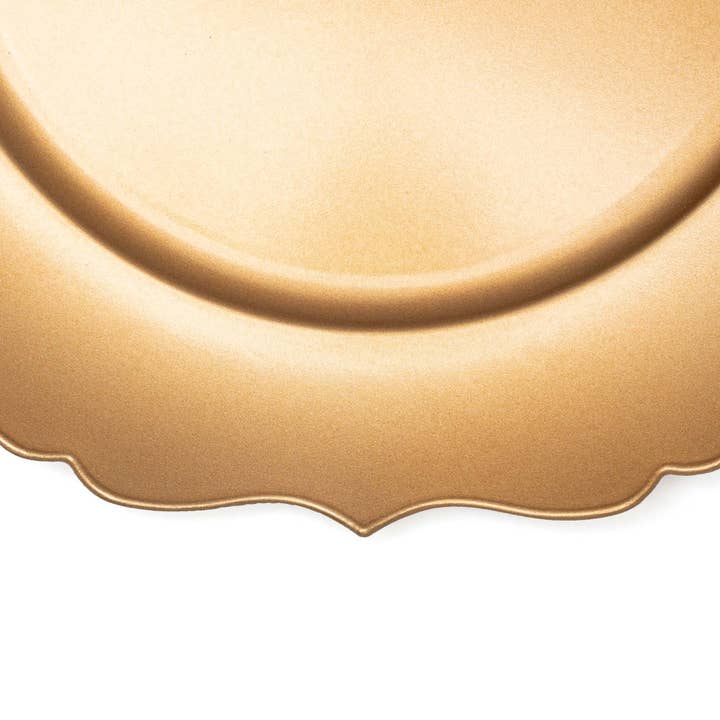 Portofino International Trading, USA - Wholesale Charger Plate - Scalloped Plastic Charger Plate 13" - Gold2