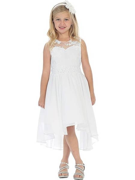 Girls Lace Bodice High-Low Chiffon Special Occasion Dress for wholesale by iGirlDress