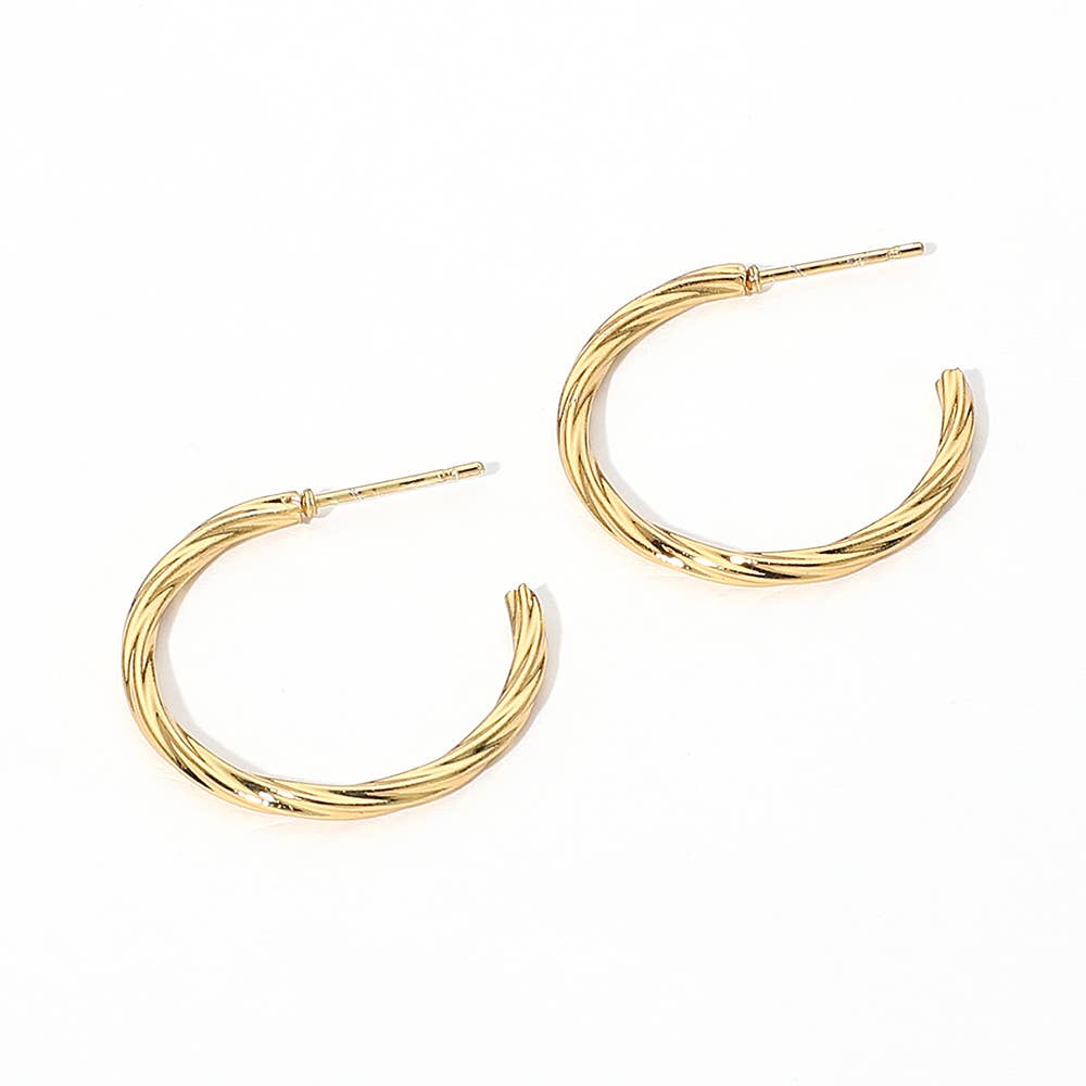 Sensibling Corp. - Wholesale Hoop Earrings - Twisted Stainless Steel Hoop Earrings
1