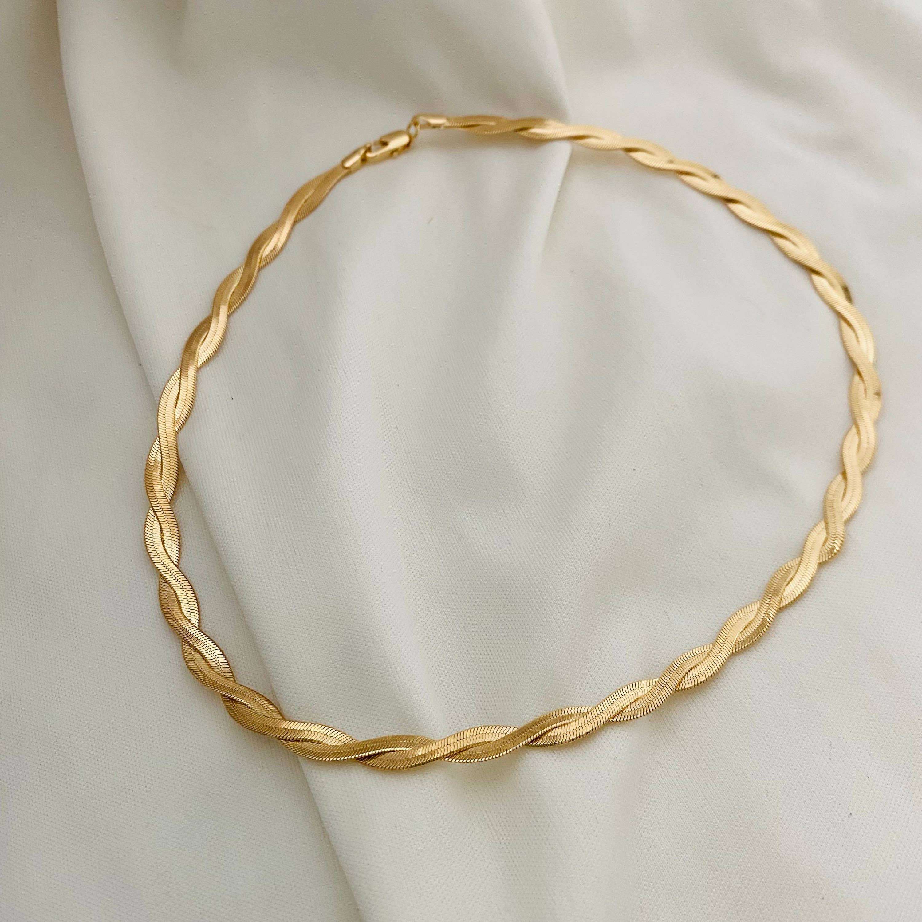 (1-1618-A) Gold Laminate - 6mm Braided Herringbone Link Chain - BGF