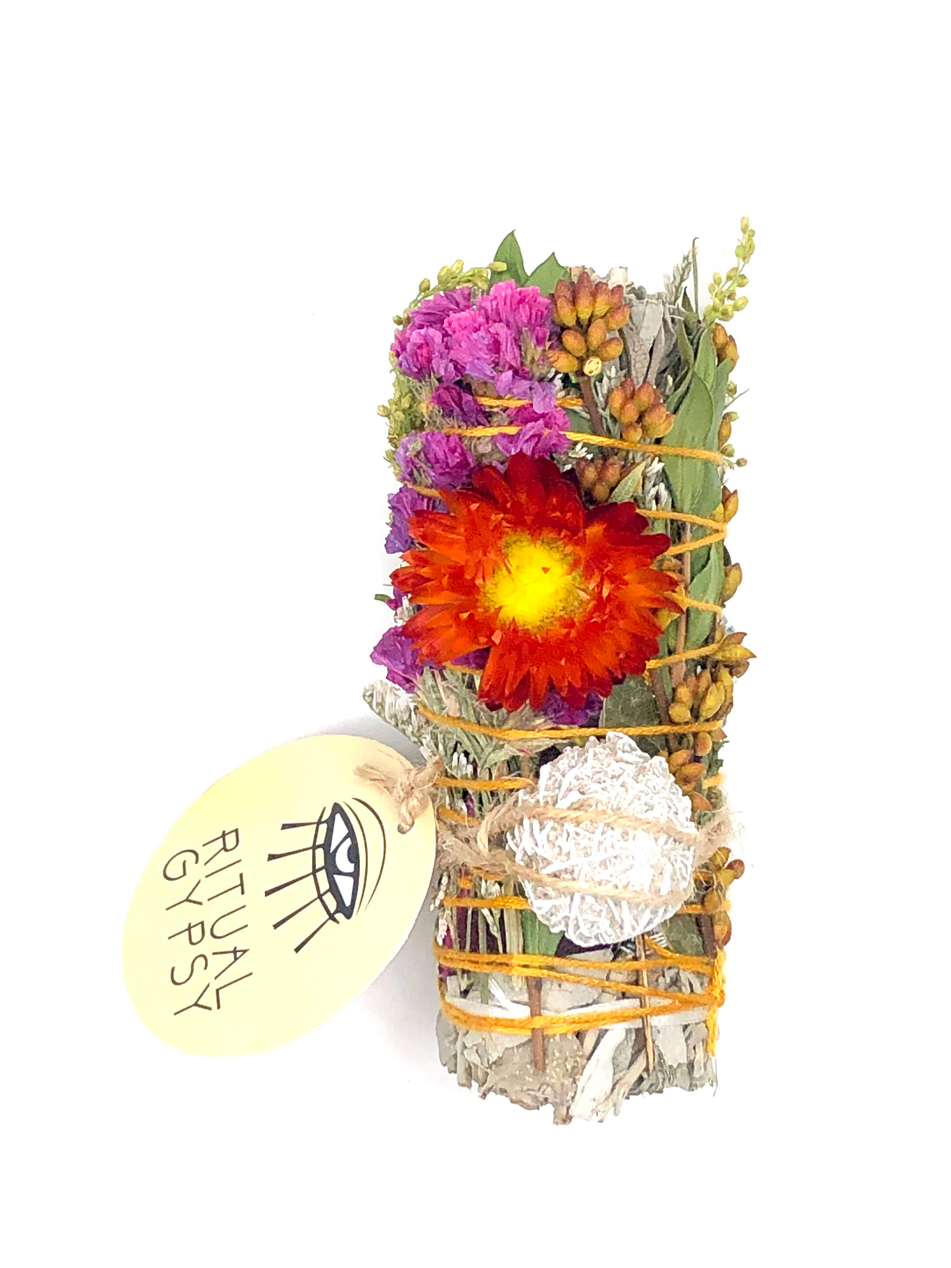 RITUAL GYPSY SAGE WANDS - Vendita all'ingrosso Salvia - BACCHETTE RITUALI SALVIA DA 4" (24 OPZIONI DI CRISTALLO)7