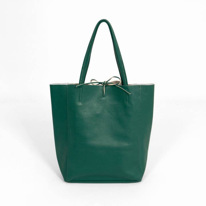 Sarta Pelle - Wholesale Tote Bag - Women's - Heather Italian Leather Tote Bag - Emerald Green, Pebbled1