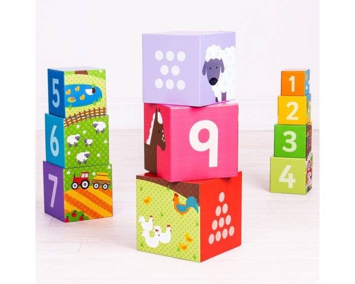 Bigjigs Toys - Wholesale Stacking Rings Game - Baby - Farmyard Stacking Cubes4
