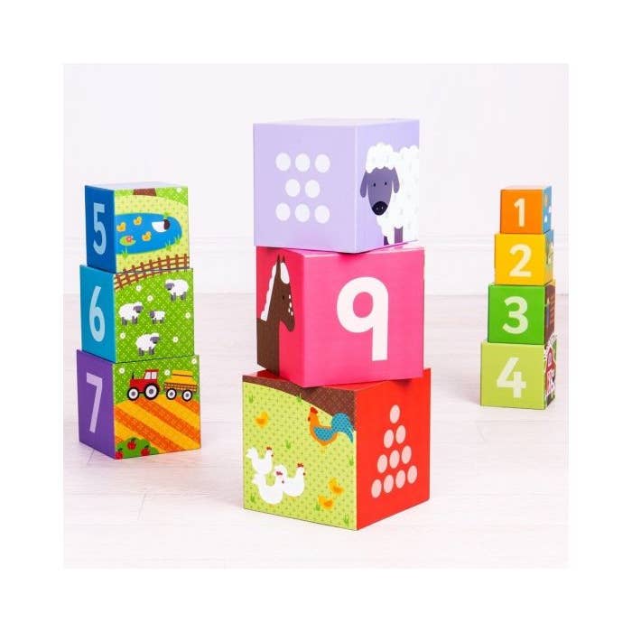 Bigjigs Toys - Wholesale Stacking Rings Game - Baby - Farmyard Stacking Cubes4