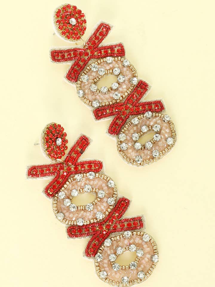 XOXO Jeweled Post Dangle Earrings for wholesale by SP Sophia Collection