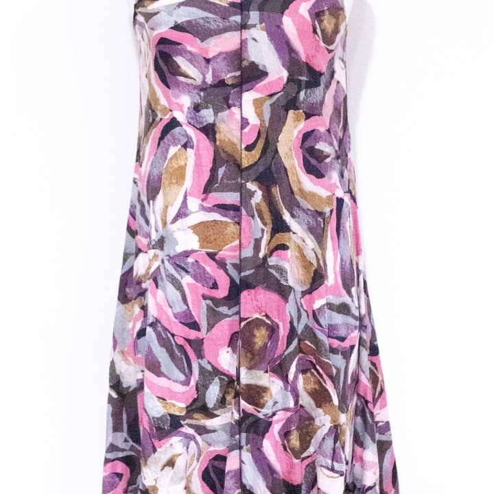 Crinkle Print Dress Navy Pink for wholesale by Vine Street Apparel