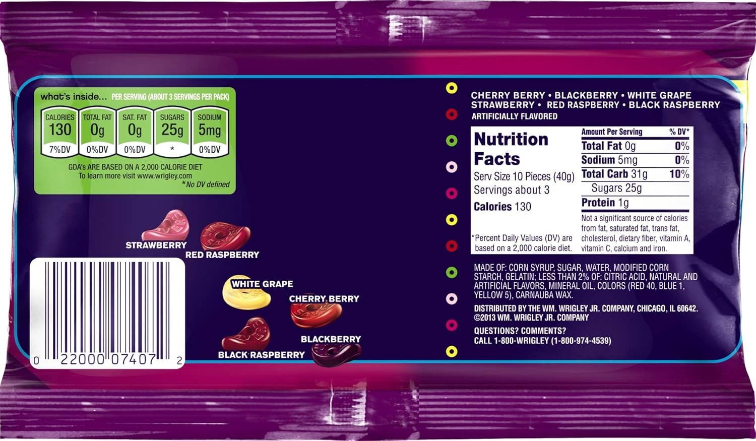 Snacky Candy – wholesale Gummy – Lifesavers gummy Wild Berry Share Size 4.2 oz 15 count3