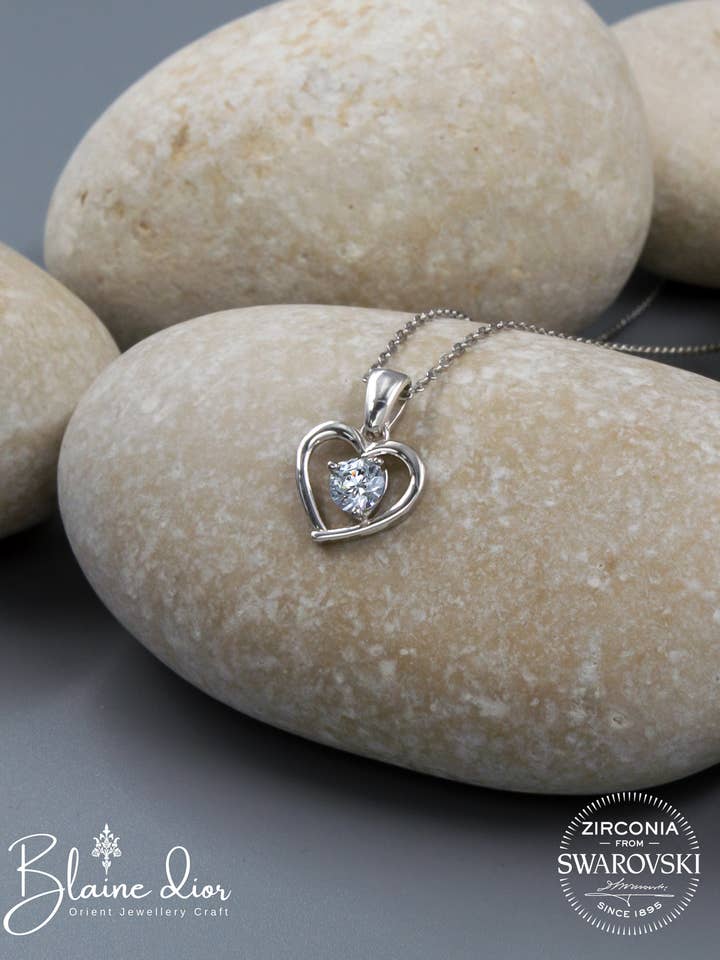 Collier Cœur avec Zircon Cubique | Argent Sterling 925 pour la vente par BlaineDor