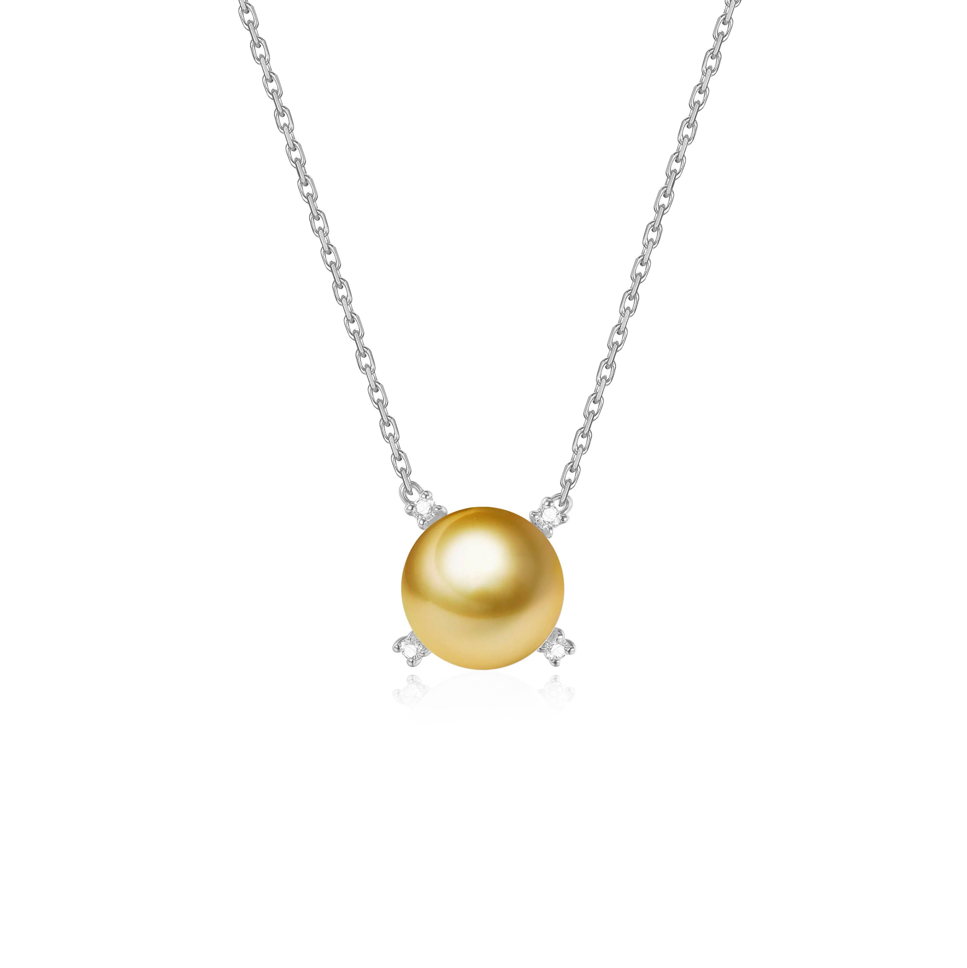 Timeless Pearl - Wholesale Pendant/Charm Necklace - G18k Quadrant Diamonds Pearl Necklace9