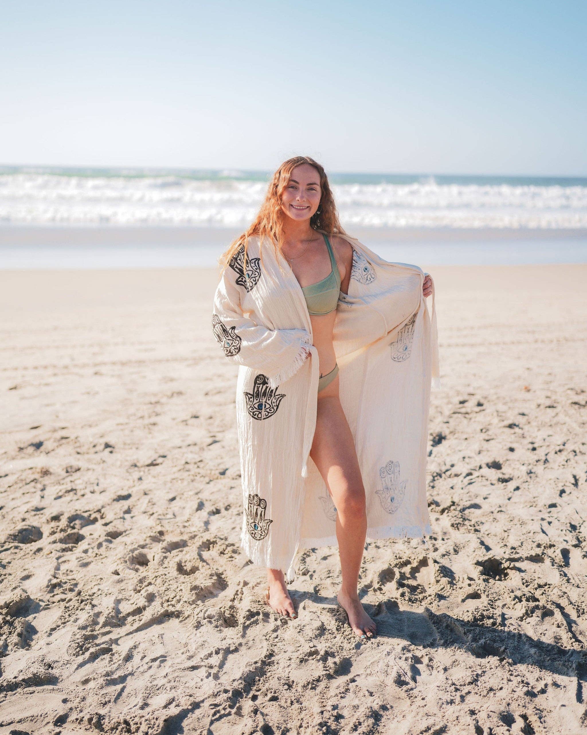 Basic Layers – wholesale Morgonrock - Dam – MUSLIN BOMULLSKIMONO BADROCK HAMSA HANDTRYCK4