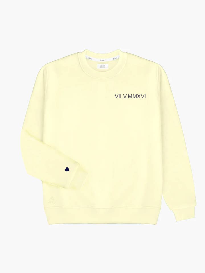 LIGHT YELLOW SWEATSHIRT | DOUBLE EMBROIDERY for wholesale by Anitials