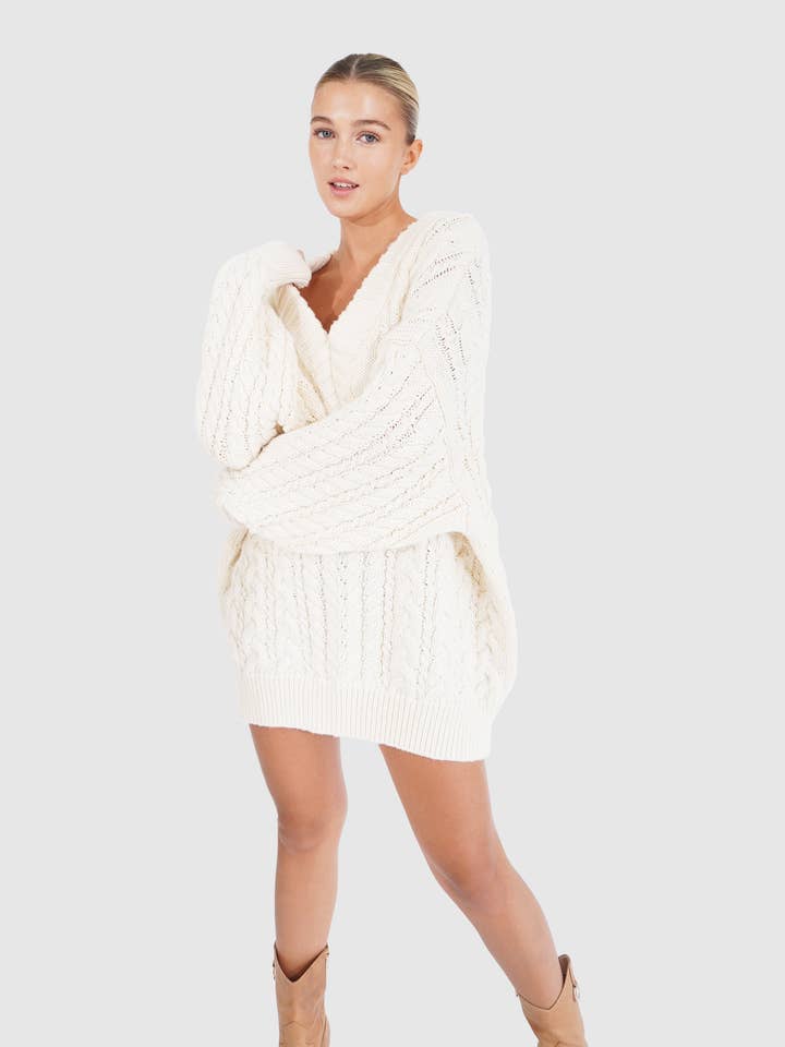 belle & bloom - Wholesale Tunic sweater – Women’s - Still The One Chunky Oversize Knit - Cream