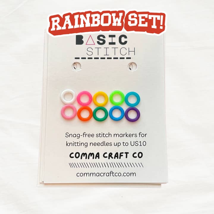 Comma Craft Co - Wholesale Knitting/Crochet Supplies - Basic Stitch Set - Neon Snag-Free Silicone Stitch Markers2