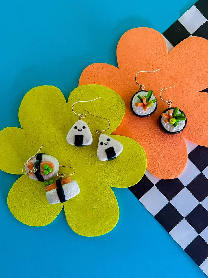 Kiko Sushi Earrings - Clay Sushi Earrings for wholesale by Larry’s Waffle Shop