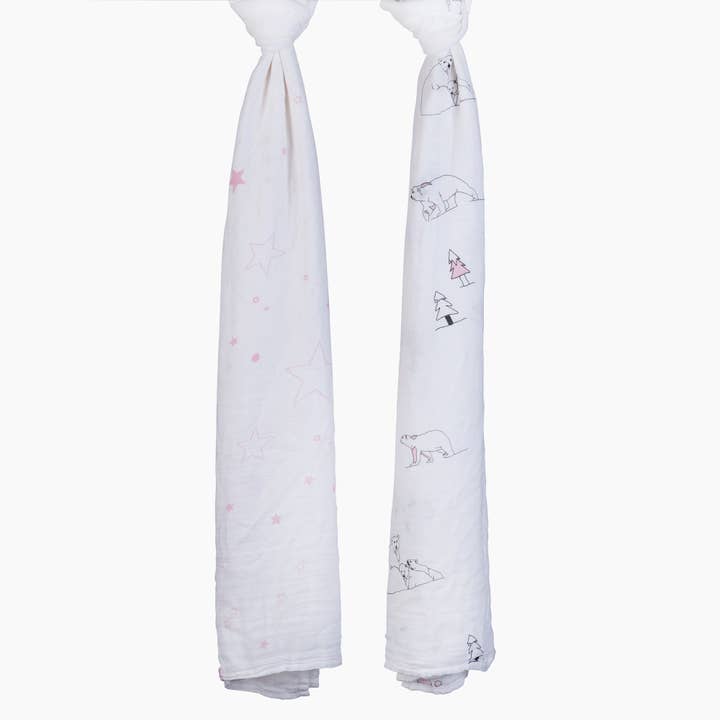 Pink Bamboo Muslin Swaddle blanket (Pack of 2) for wholesale by Milky Chic