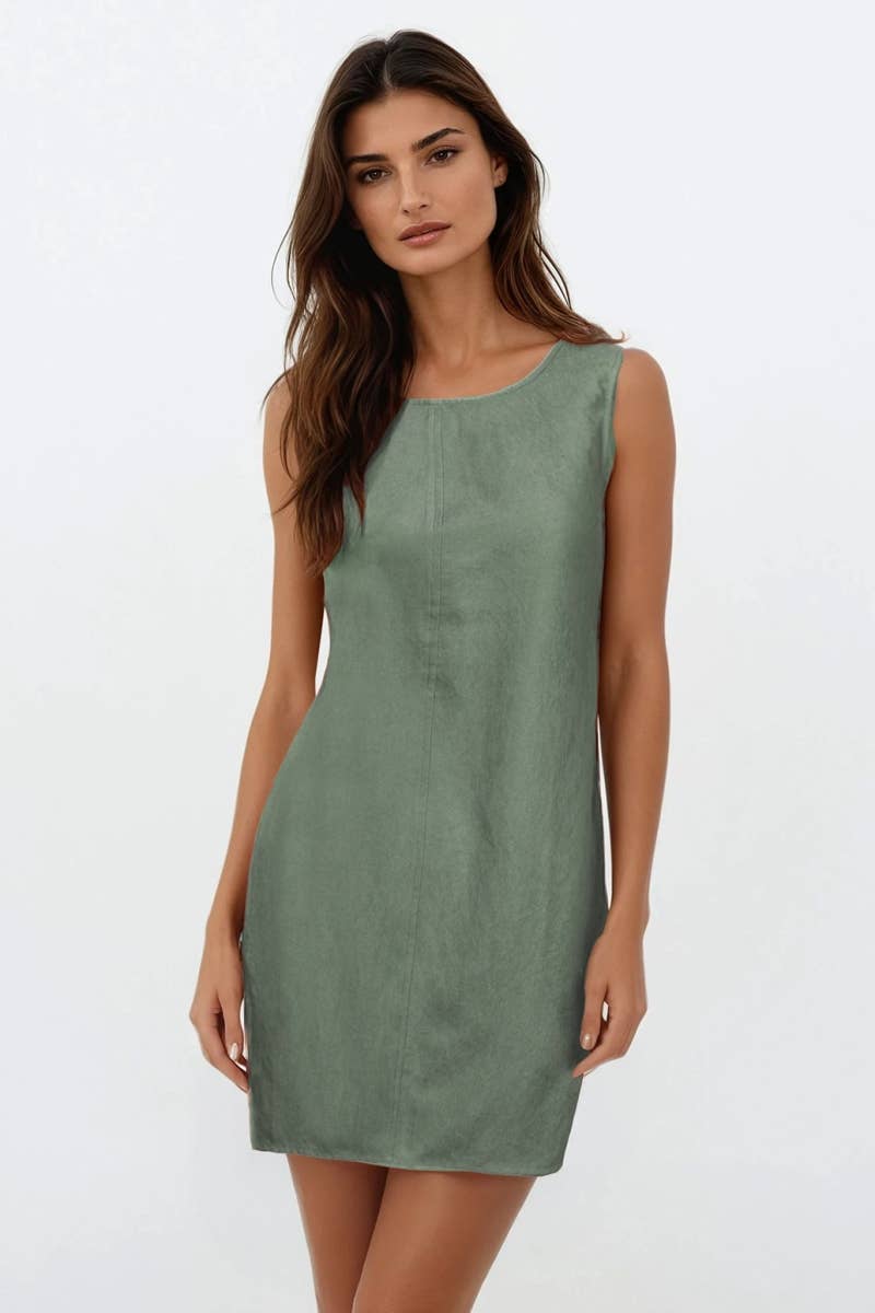 Naked Zebra - Wholesale Dress - Women's - Sleeveless Soft Matte Mini Shift Dress4