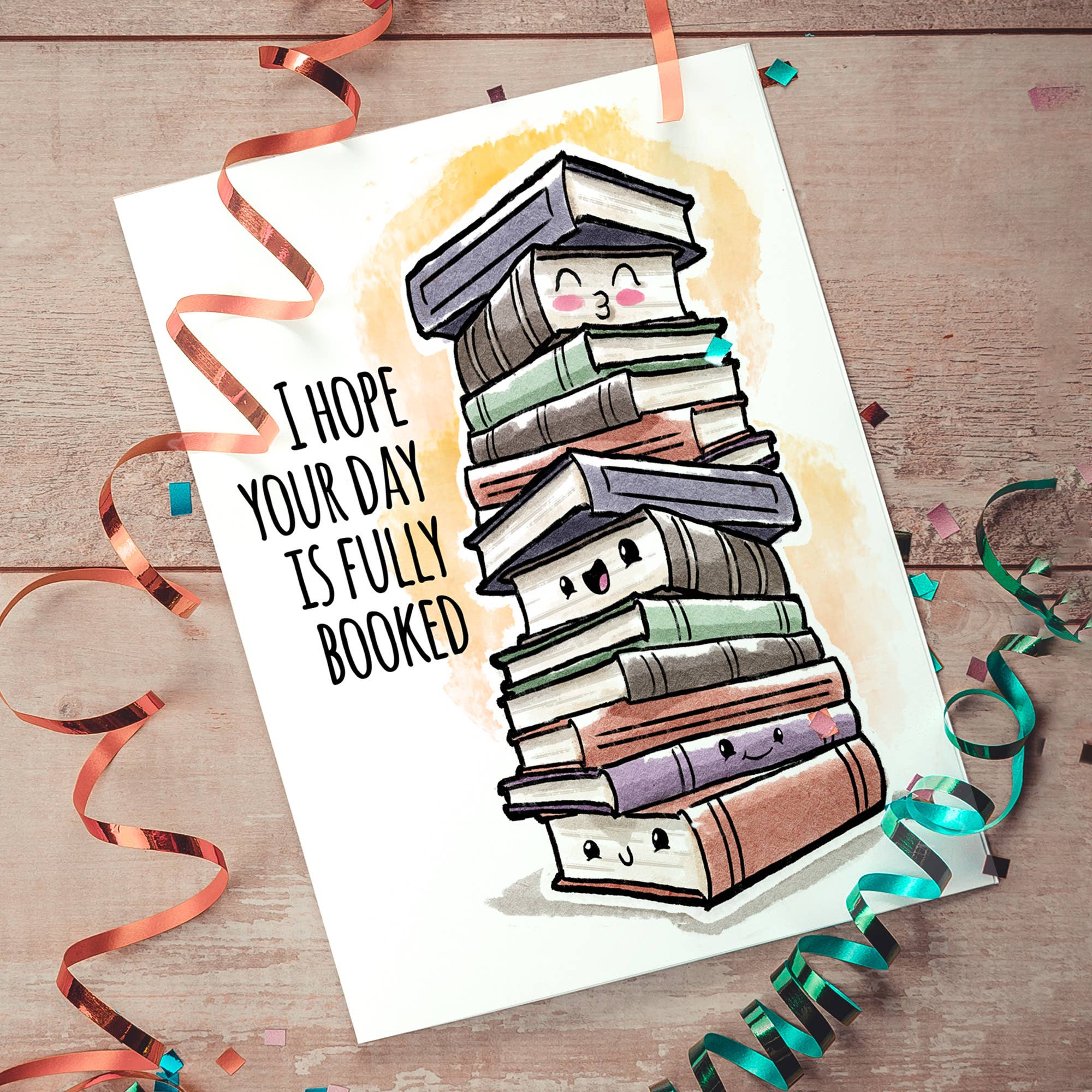 Aaron Millard Illustration – wholesale Birthday card – "Day Fully Booked" Funny Book Lover Birthday Card for Reader3