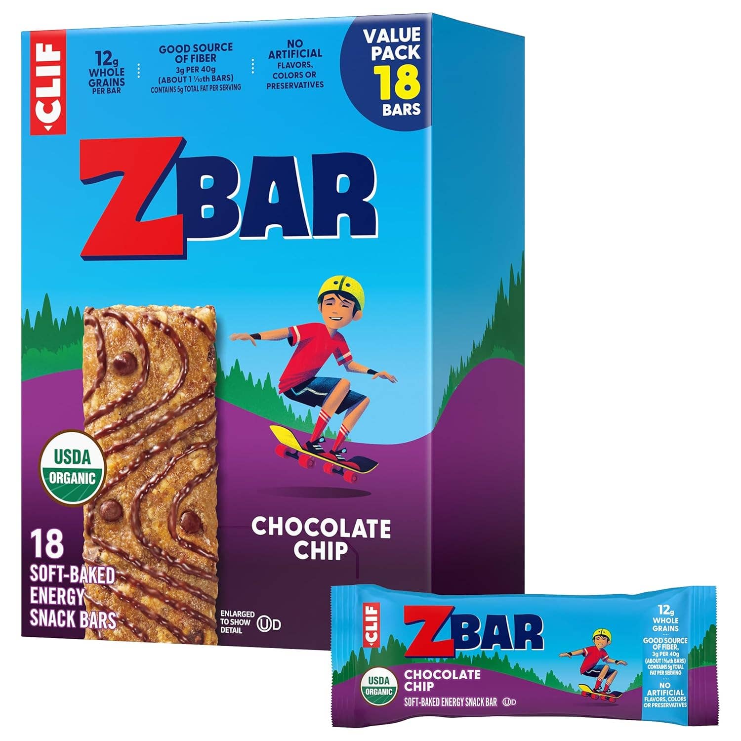 Snacky Candy - Wholesale Snack Bar - Clif Kid ZBAR Chocolate Chip 1.27oz 18 count0