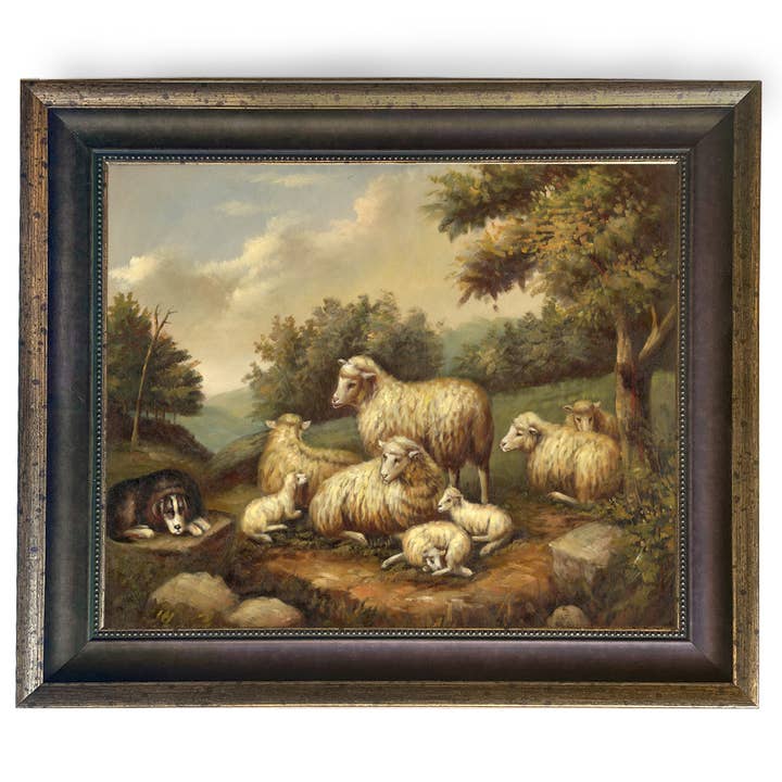 Madison Bay Co. - Historical Home Decor Reproductions - Wholesale Painting/drawing - Sheep in Landscape Framed Painting Print on Canvas42