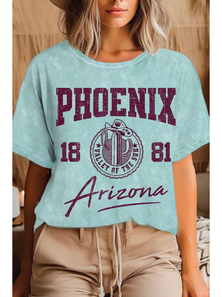 Rustee Clothing - Wholesale Screen Printed T-Shirt - Women's - PHOENIX ARIZONA 1881 MINERAL GRAPHIC TSHIRTS