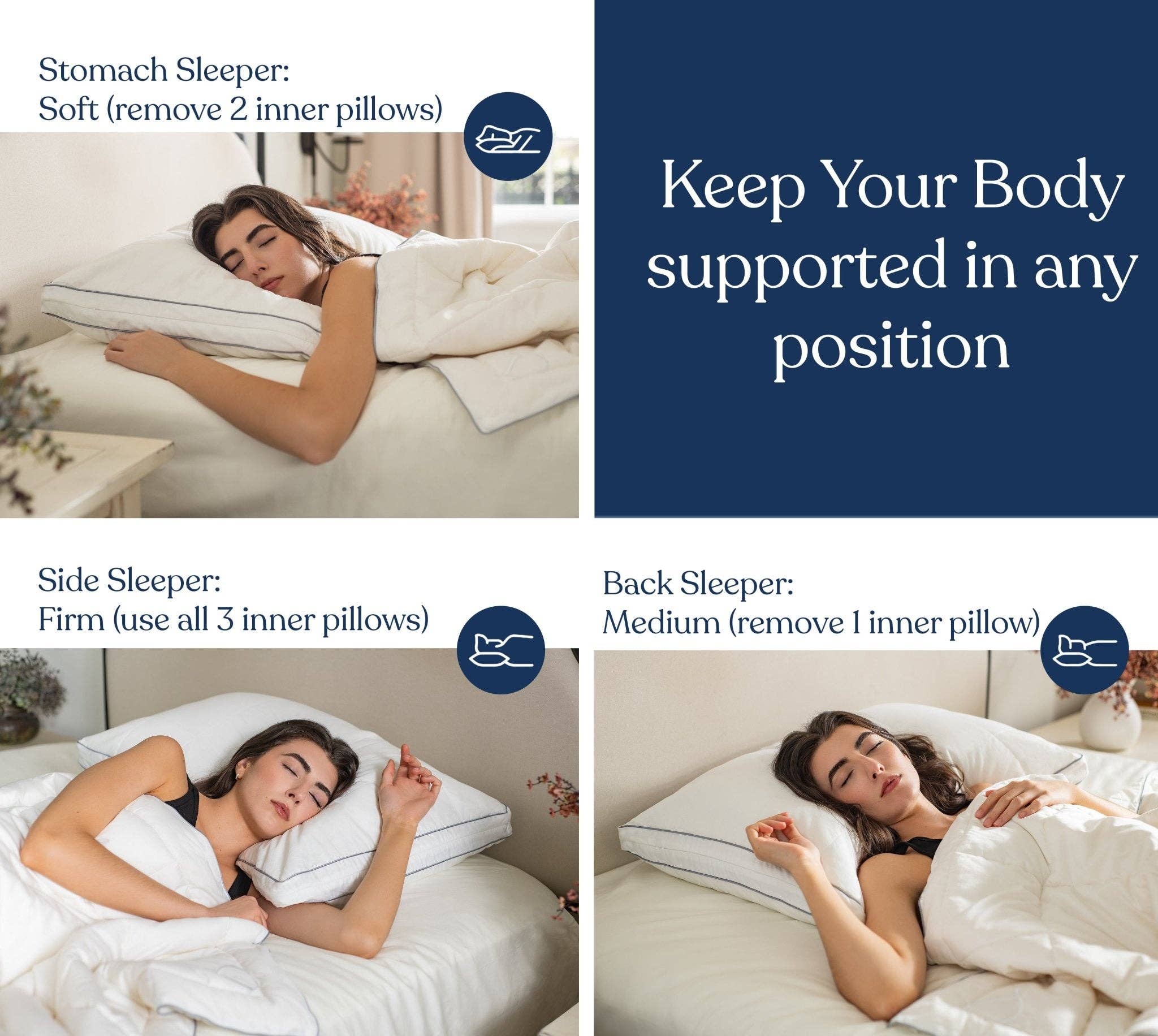 Delara - Venta al por mayor Almohadas - Almohada Ajustable de Alternativa de Plumas con Acolchado de Lana2